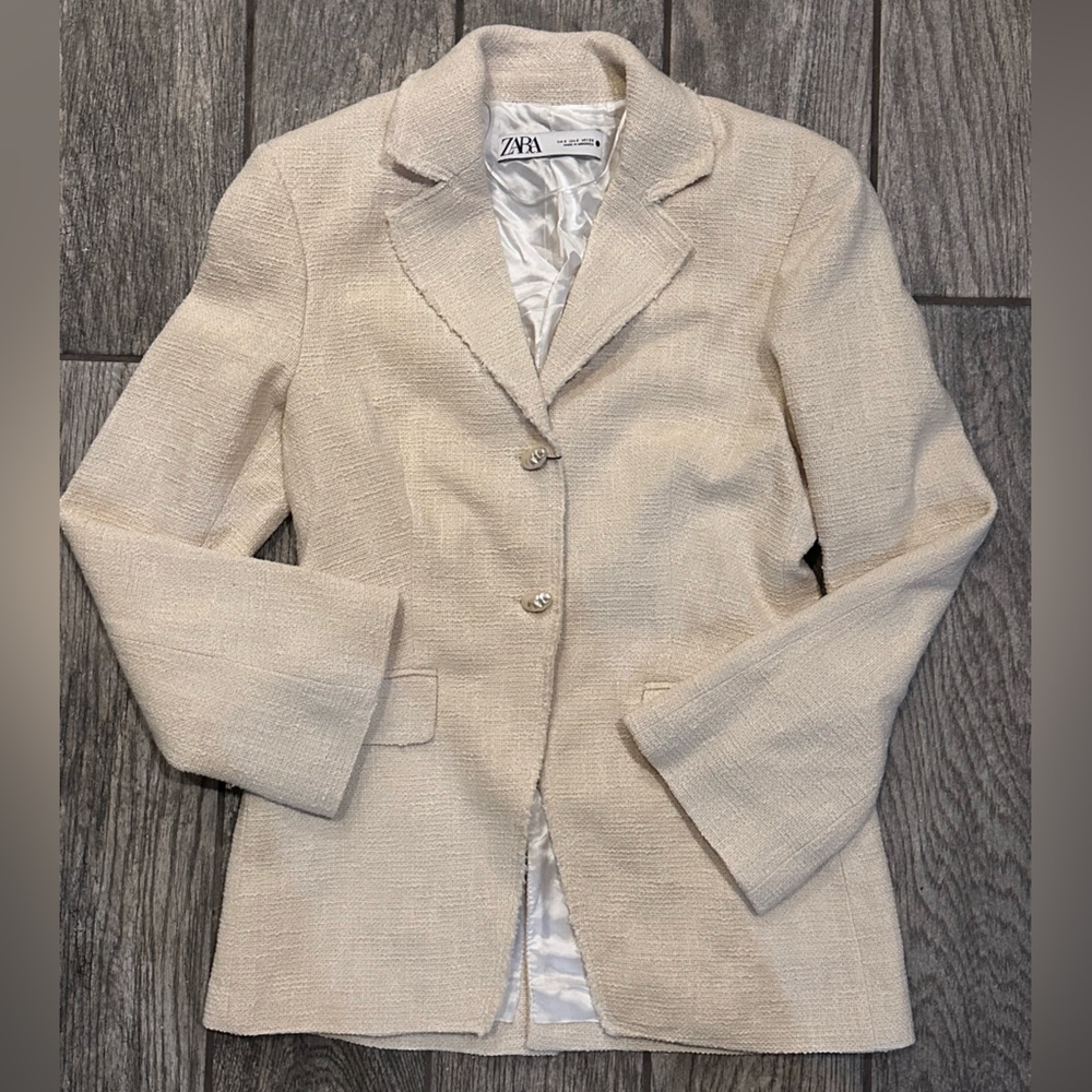 NWT Zara cream linen blazer size S